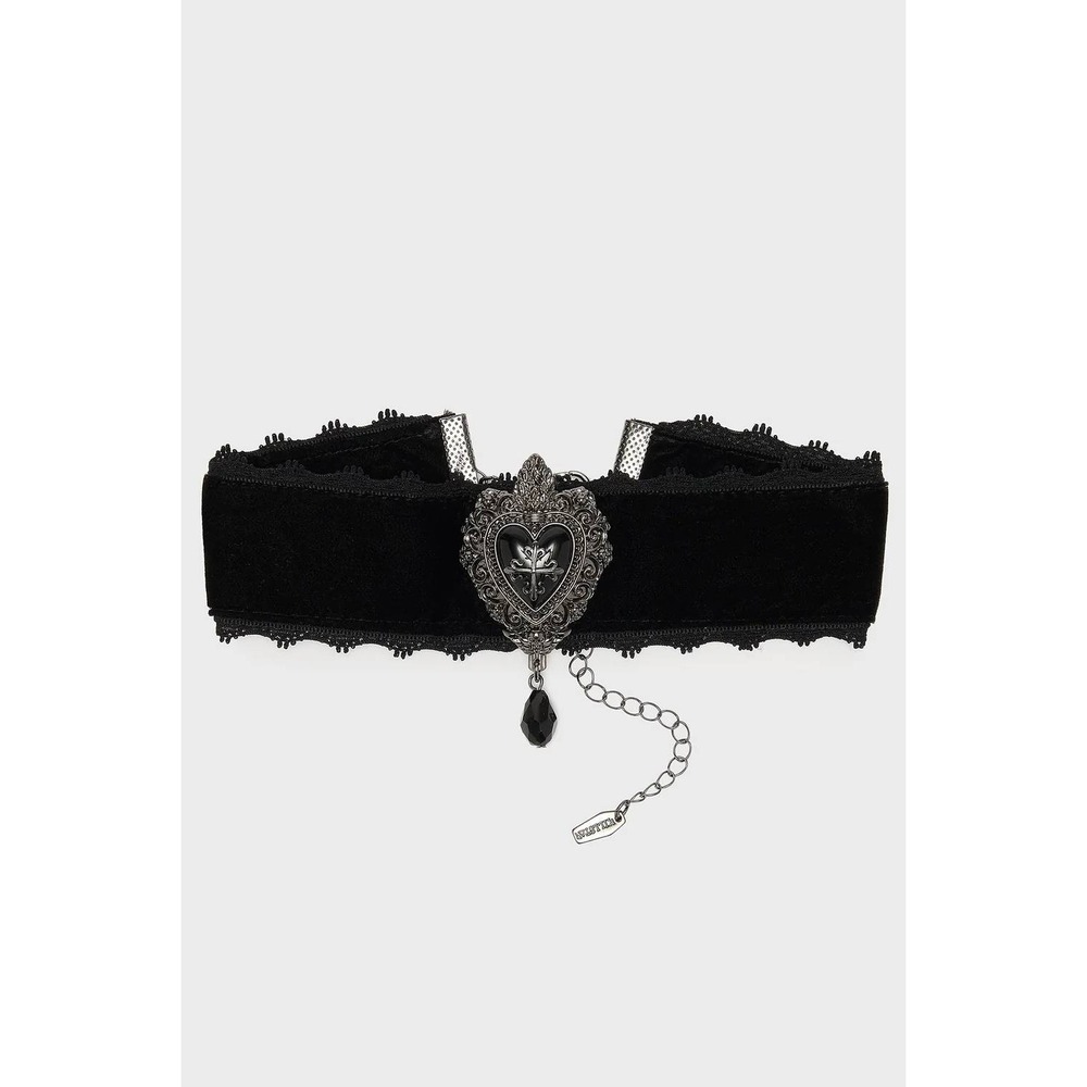 Killstar Darkmoor Academy Choker Black Velvet Lace Ornate Heart Gothic Necklace